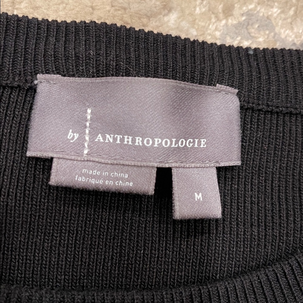 ANTHROPOLOGIE Women's TwoFer cutout layered black and white sweater M - Picture 5 of 13